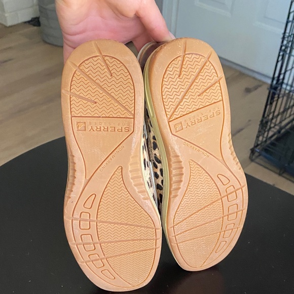 Sperry Leopard-Trim Tan Leather Boat Moccasins - Picture 7 of 7